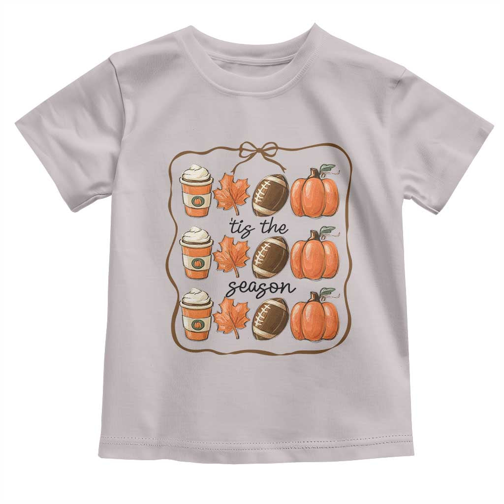 Tis The Season Fall Thanksgiving Toddler T Shirt American Football Pumpkin TS11 Ice Gray Print Your Wear