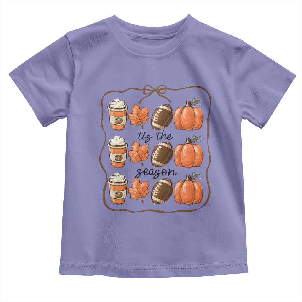 Tis The Season Fall Thanksgiving Toddler T Shirt American Football Pumpkin TS11 Violet Print Your Wear