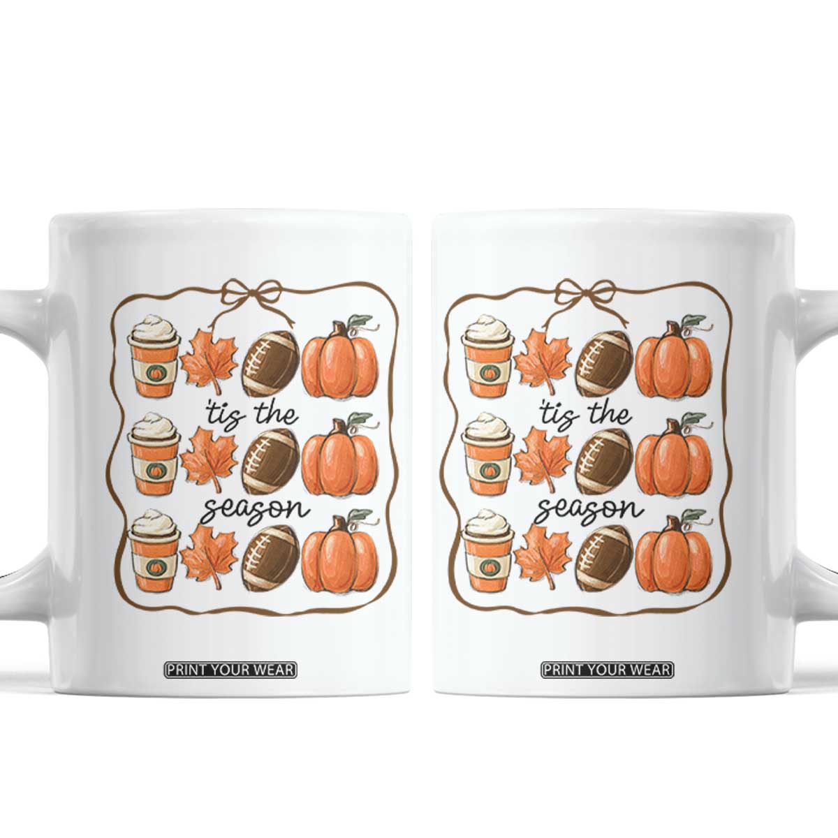 Tis The Season Fall Thanksgiving Coffee Mug American Football Pumpkin TS11 White Print Your Wear