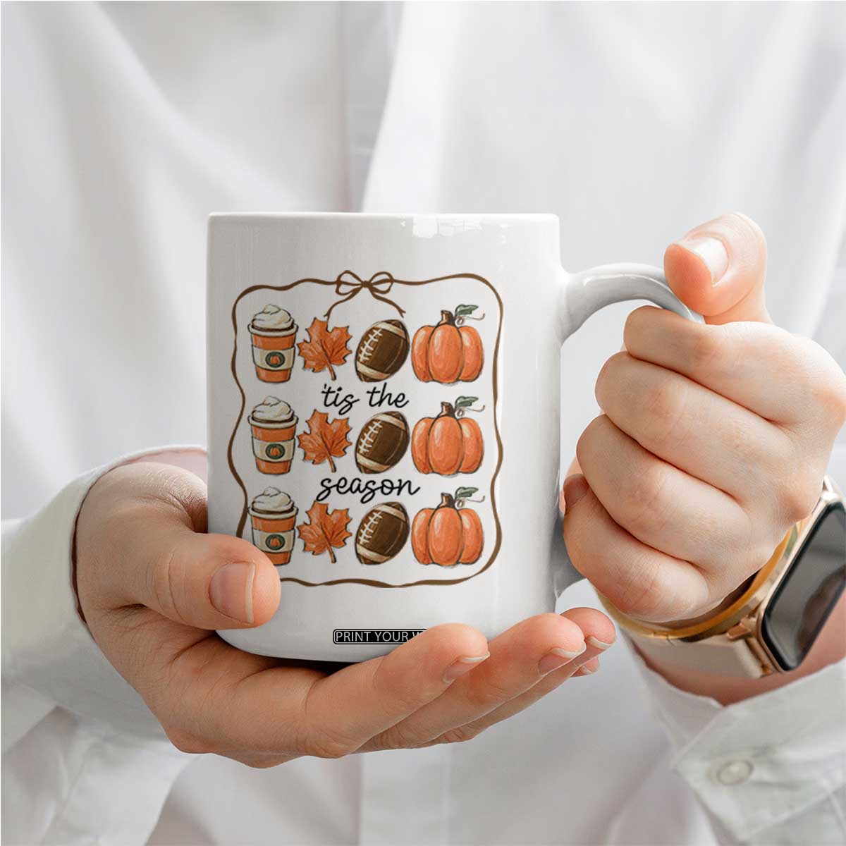 Tis The Season Fall Thanksgiving Coffee Mug American Football Pumpkin TS11 Print Your Wear