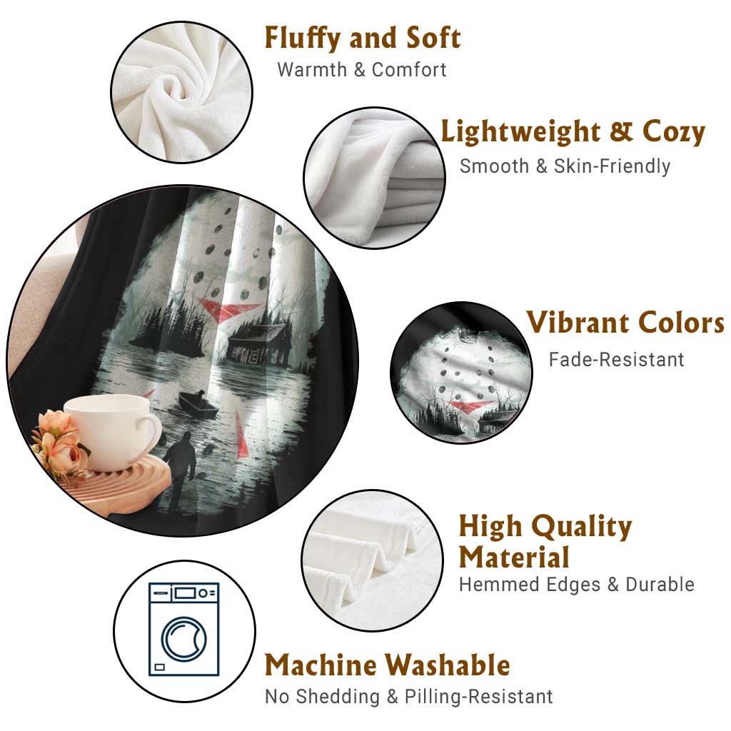 Halloween Jason Hockey Mask Friday 13th Slasher Throw Blanket TS11 Print Your Wear