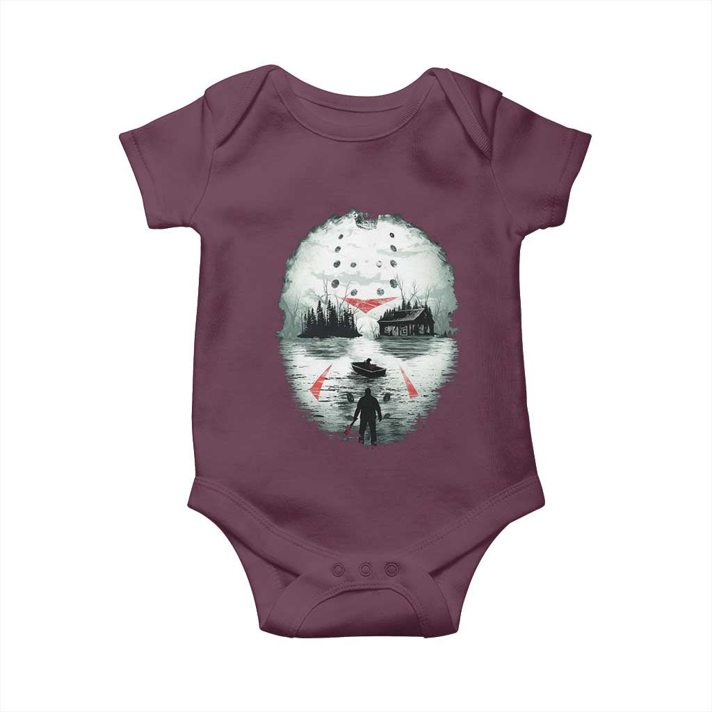 Halloween Jason Hockey Mask Friday 13th Slasher Baby Onesie TS11 Maroon Print Your Wear