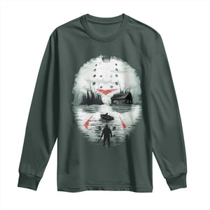 Halloween Jason Hockey Mask Friday 13th Slasher Long Sleeve Shirt TS11 Dark Forest Green Print Your Wear