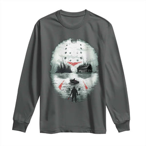 Halloween Jason Hockey Mask Friday 13th Slasher Long Sleeve Shirt TS11 Dark Heather Print Your Wear