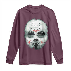 Halloween Jason Hockey Mask Friday 13th Slasher Long Sleeve Shirt TS11 Maroon Print Your Wear