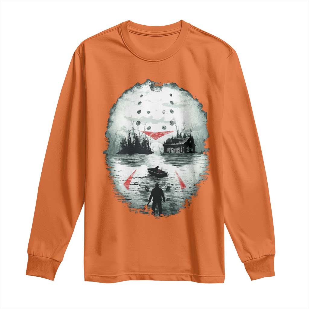 Halloween Jason Hockey Mask Friday 13th Slasher Long Sleeve Shirt TS11 Orange Print Your Wear