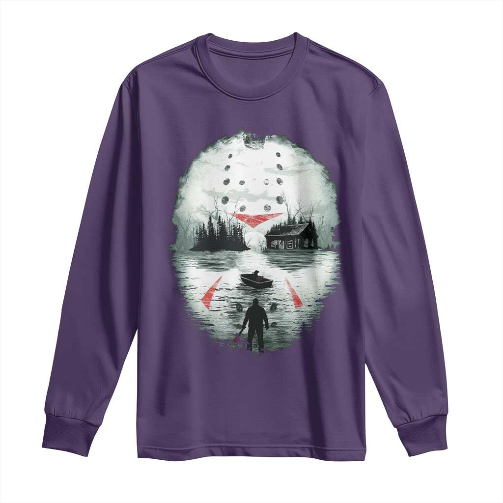 Halloween Jason Hockey Mask Friday 13th Slasher Long Sleeve Shirt TS11 Purple Print Your Wear