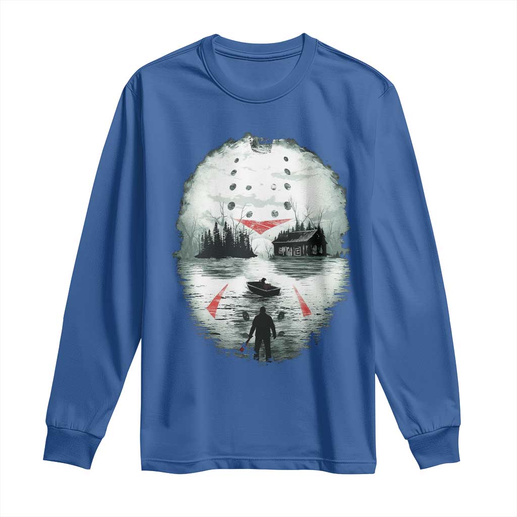 Halloween Jason Hockey Mask Friday 13th Slasher Long Sleeve Shirt TS11 Royal Blue Print Your Wear