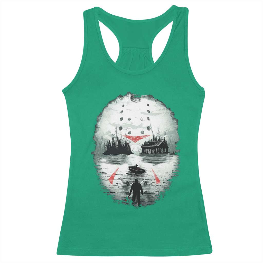 Halloween Jason Hockey Mask Friday 13th Slasher Racerback Tank Top TS11 Irish Green Print Your Wear