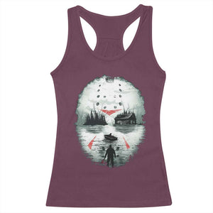 Halloween Jason Hockey Mask Friday 13th Slasher Racerback Tank Top TS11 Maroon Print Your Wear