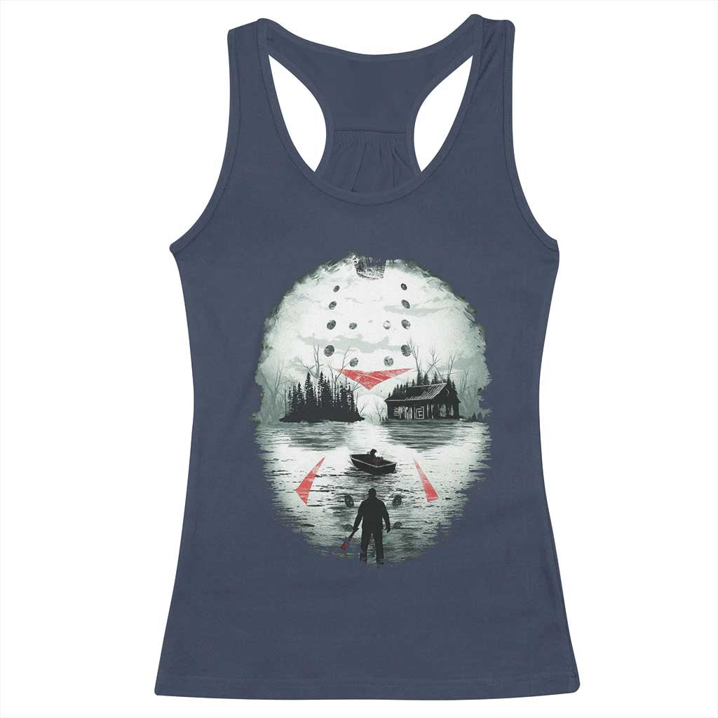 Halloween Jason Hockey Mask Friday 13th Slasher Racerback Tank Top TS11 Navy Print Your Wear