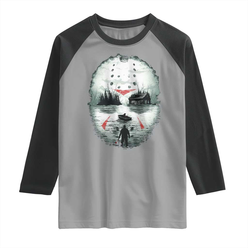 Halloween Jason Hockey Mask Friday 13th Slasher Raglan Shirt TS11 Sport Gray Black Print Your Wear