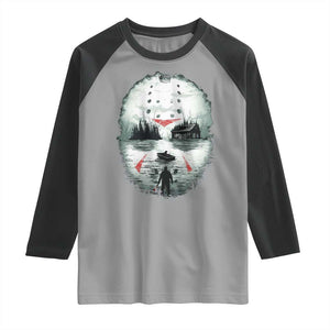 Halloween Jason Hockey Mask Friday 13th Slasher Raglan Shirt TS11 Sport Gray Black Print Your Wear