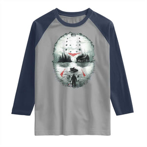Halloween Jason Hockey Mask Friday 13th Slasher Raglan Shirt TS11 Sport Gray Navy Print Your Wear