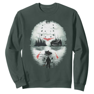 Halloween Jason Hockey Mask Friday 13th Slasher Sweatshirt TS11 Dark Forest Green Print Your Wear