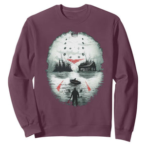 Halloween Jason Hockey Mask Friday 13th Slasher Sweatshirt TS11 Maroon Print Your Wear