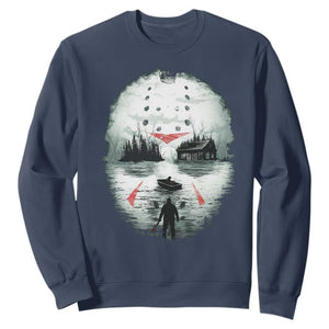 Halloween Jason Hockey Mask Friday 13th Slasher Sweatshirt TS11 Navy Print Your Wear