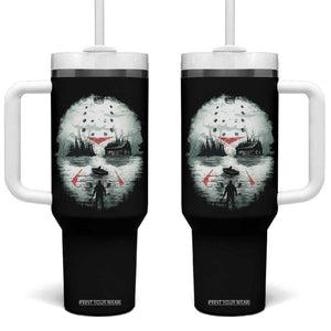 Halloween Jason Hockey Mask Friday 13th Slasher Tumbler With Handle TS11 One Size: 40 oz Black Print Your Wear