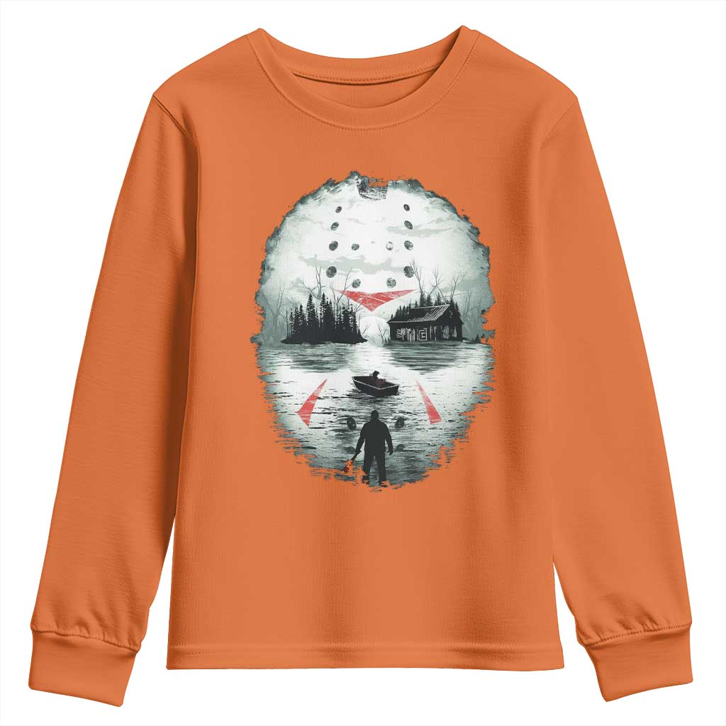 Halloween Jason Hockey Mask Friday 13th Slasher Youth Sweatshirt TS11 Orange Print Your Wear