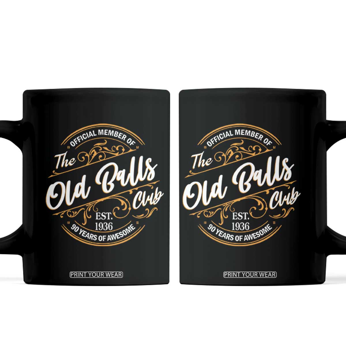 90th Birthday Est 1936 Coffee Mug Official Member Of The Old Ball Clubs TS11 Black Print Your Wear