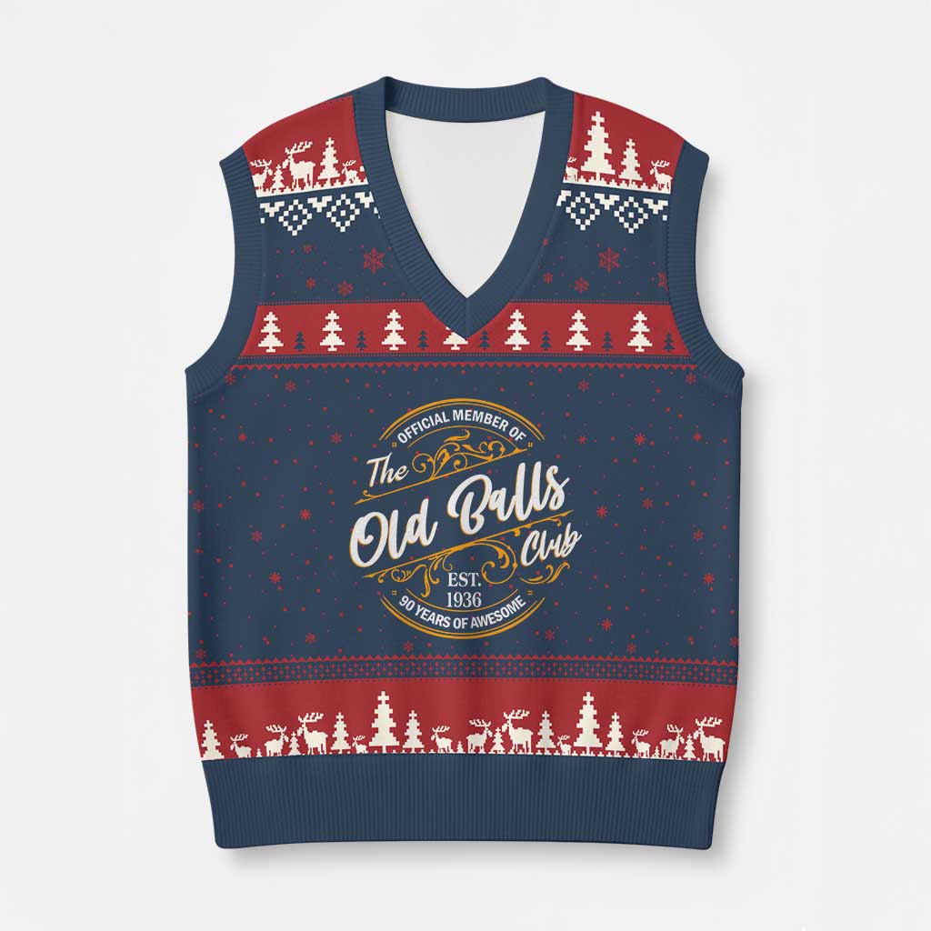 90th Birthday Est 1936 V-Neck Knit Sweater Vest Official Member Of The Old Ball Clubs