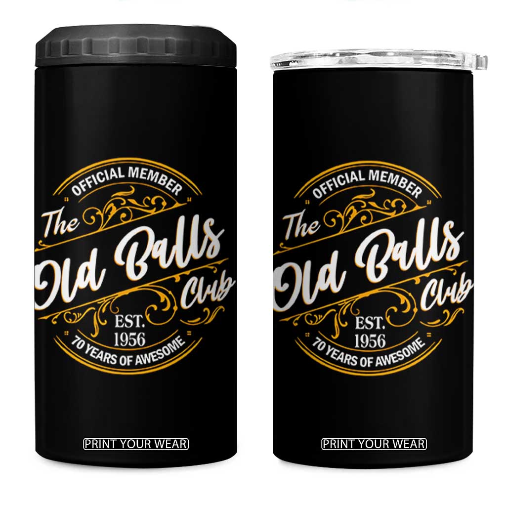 70th Birthday Est 1956 4 in 1 Can Cooler Tumbler Official Member Of The Old Ball Clubs