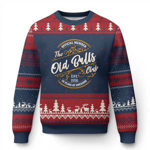 70th Birthday Est 1956 Ugly Christmas Sweater Official Member Of The Old Ball Clubs