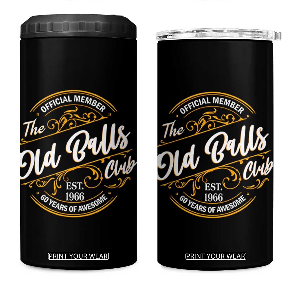 60th Birthday Est 1966 4 in 1 Can Cooler Tumbler Official Member Of The Old Ball Clubs