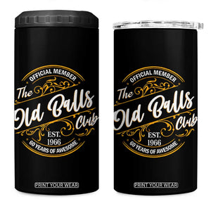 60th Birthday Est 1966 4 in 1 Can Cooler Tumbler Official Member Of The Old Ball Clubs