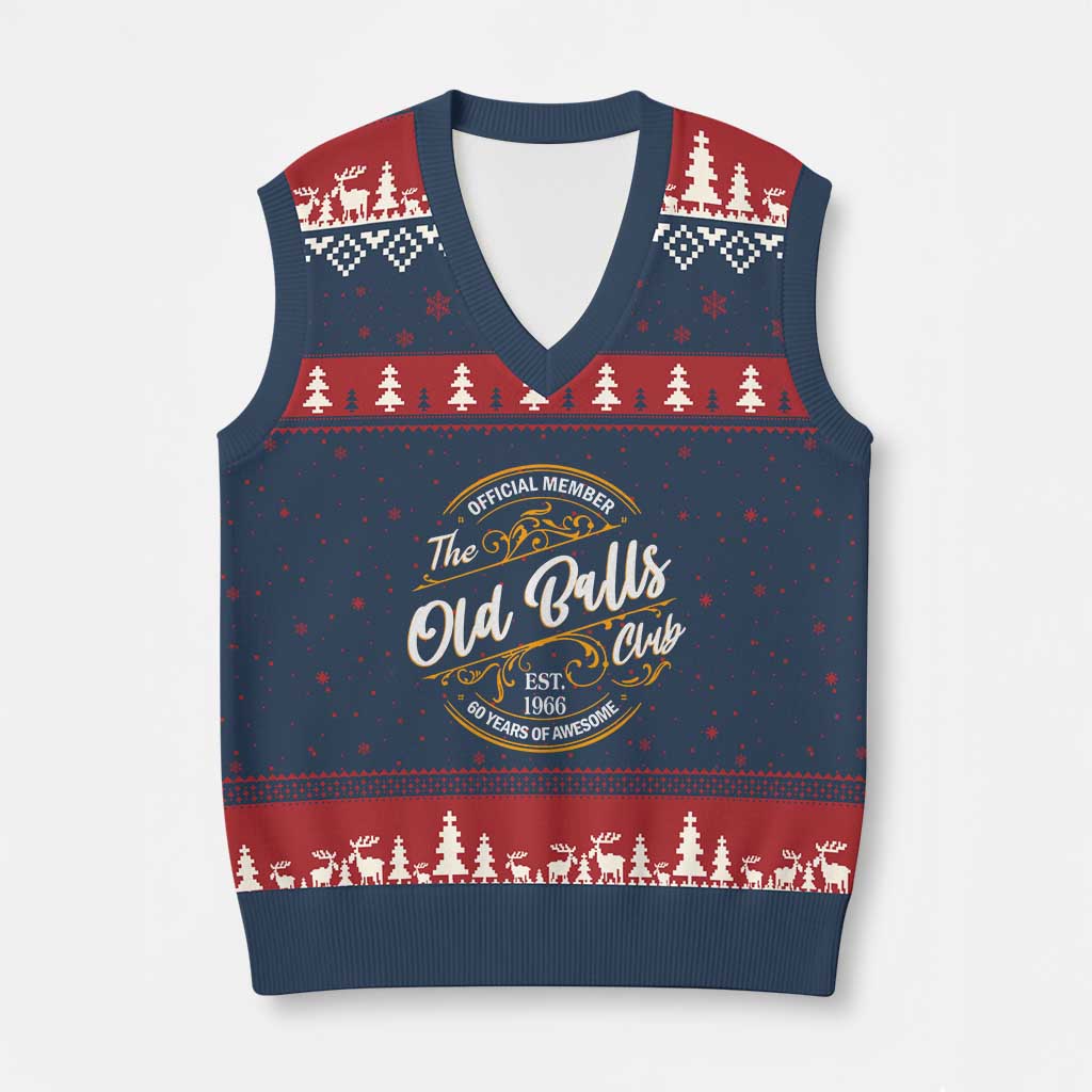 60th Birthday Est 1966 V-Neck Knit Sweater Vest Official Member Of The Old Ball Clubs