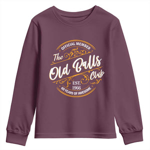 60th Birthday Est 1966 Youth Sweatshirt Official Member Of The Old Ball Clubs TS11 Maroon Print Your Wear