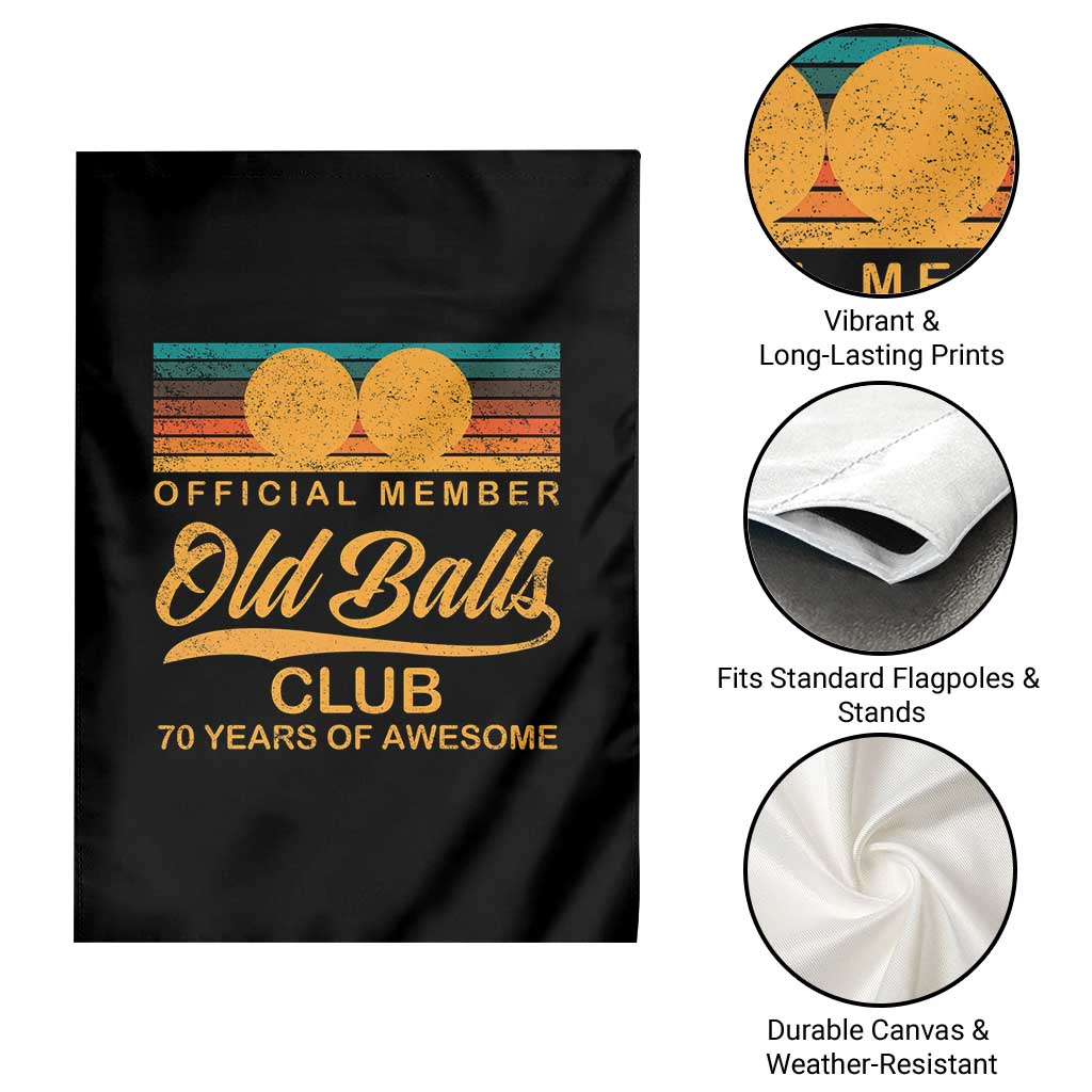 Funny 70th Birthday Garden Flag Official Member Of The Old Ball Clubs Retro Sunset TS11 Print Your Wear