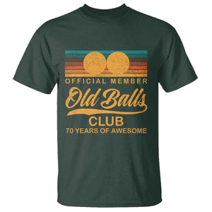 Funny 70th Birthday T Shirt Official Member Of The Old Ball Clubs Retro Sunset TS11 Dark Forest Green Print Your Wear