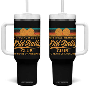 Funny 70th Birthday Tumbler With Handle Official Member Of The Old Ball Clubs Retro Sunset TS11 One Size: 40 oz Black Print Your Wear