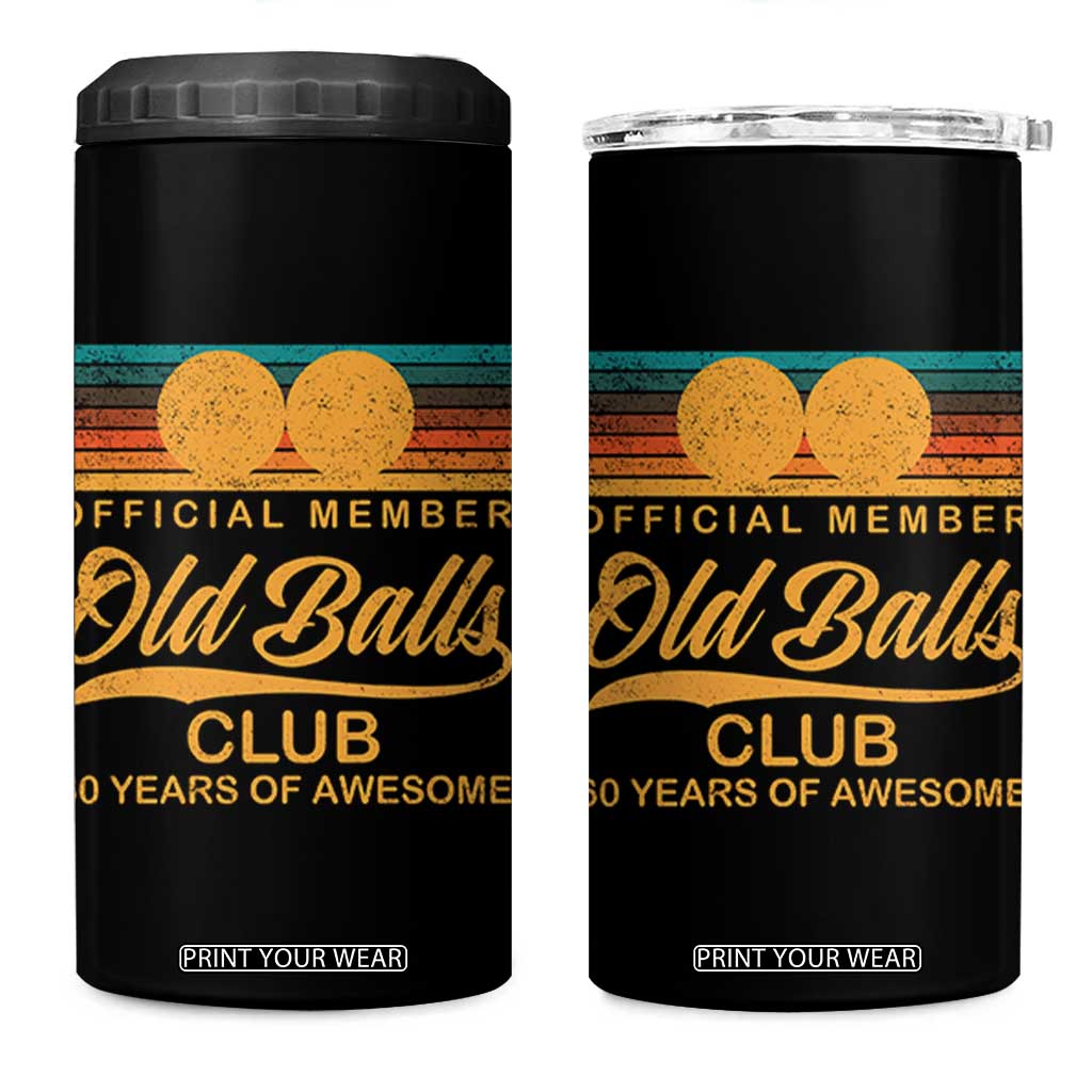 Funny 60th Birthday 4 in 1 Can Cooler Tumbler Official Member Of The Old Ball Clubs Retro Sunset TS11 One Size: 16 oz Black Print Your Wear