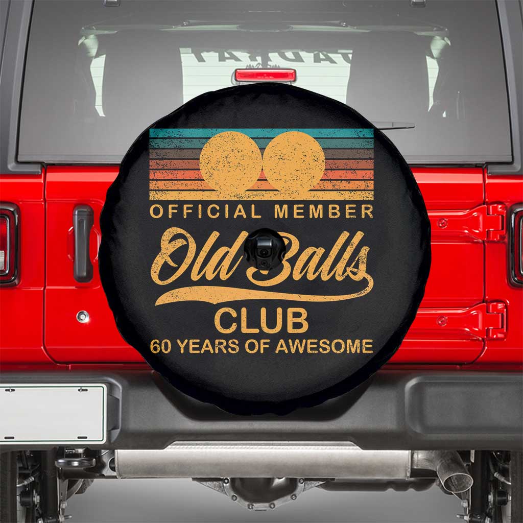 Funny 60th Birthday Spare Tire Cover Official Member Of The Old Ball Clubs Retro Sunset TS11 Black Print Your Wear