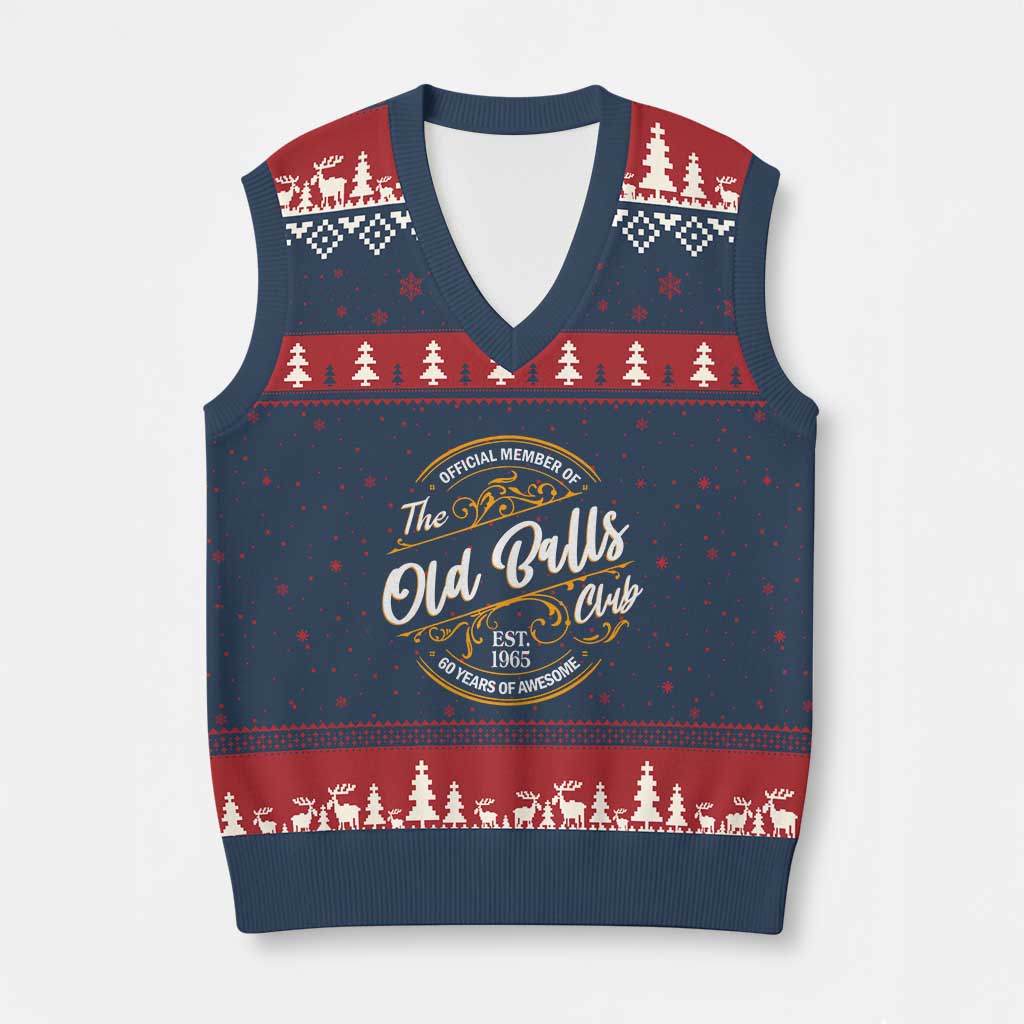 Funny 60th Birthday V-Neck Knit Sweater Vest Official Member Of The Old Ball Clubs Gen X TS11 Navy Red Print Your Wear