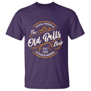 Funny 50th Birthday T Shirt - Official Member Of The Old Balls Club Gen X EST 1976 Tee TS11 Purple Print Your Wear