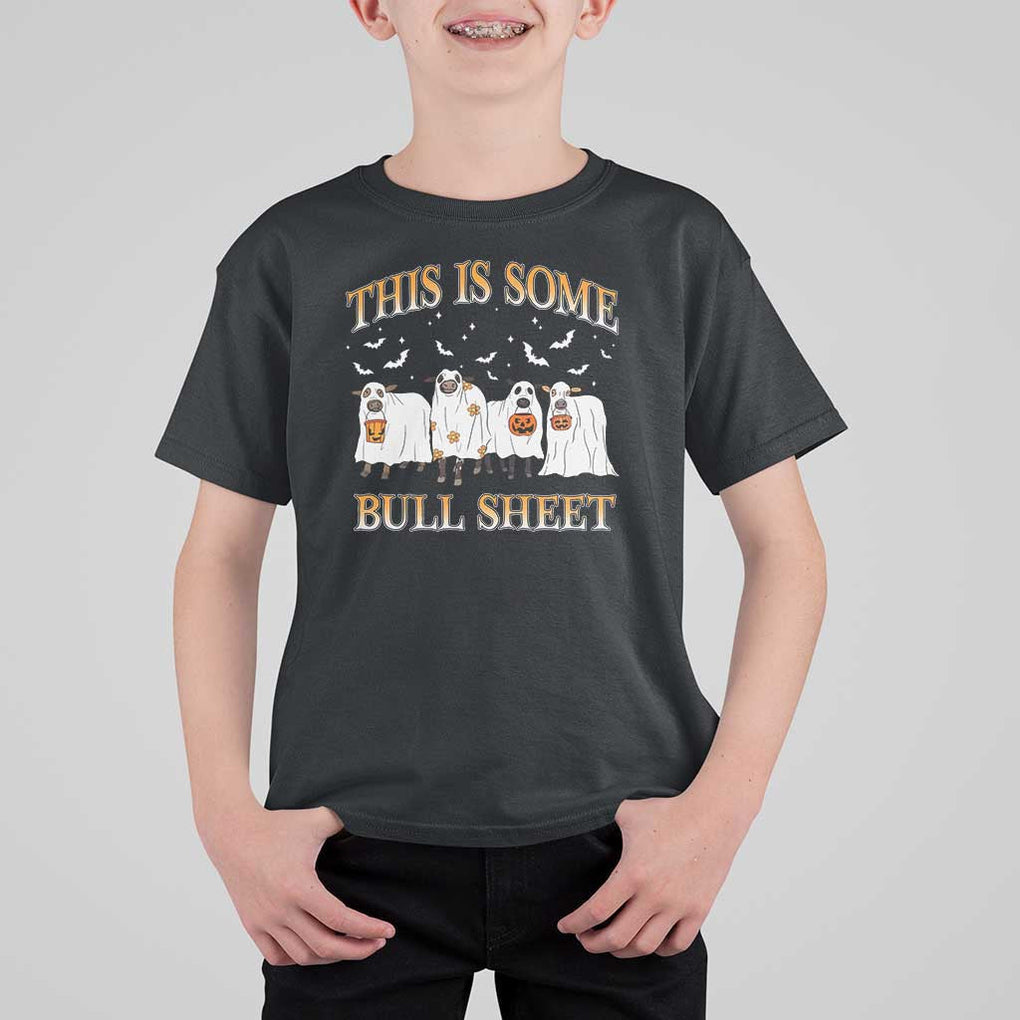Funny Halloween T Shirt For Kid This Is Some Bull Sheet Farm Cow Bat TS11 Black Print Your Wear