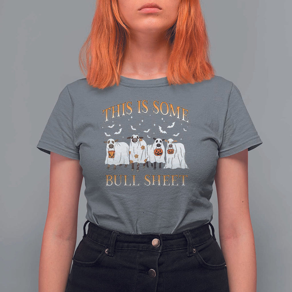 Funny Halloween T Shirt For Women This Is Some Bull Sheet Farm Cow Bat TS11 Charcoal Print Your Wear
