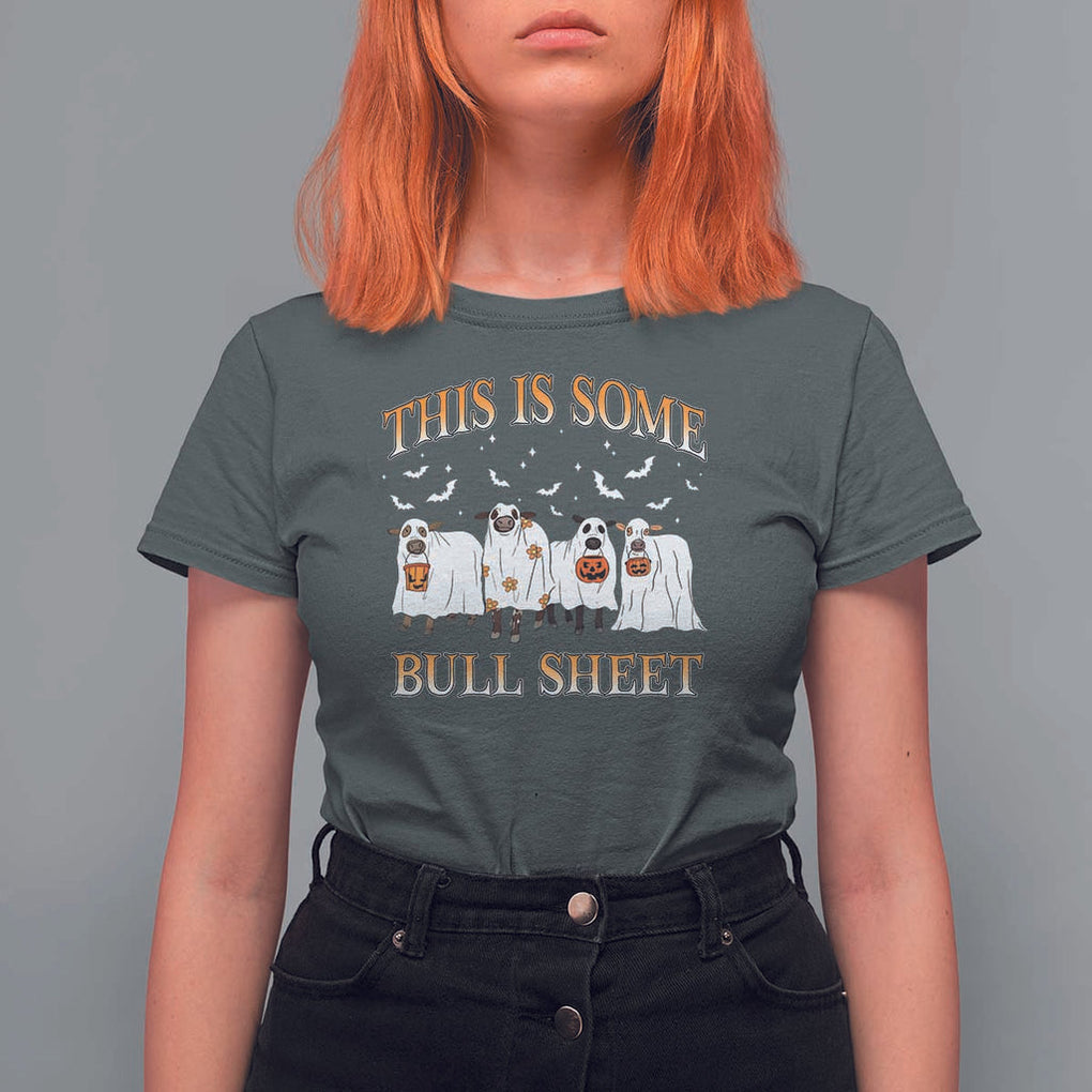 Funny Halloween T Shirt For Women This Is Some Bull Sheet Farm Cow Bat TS11 Dark Heather Print Your Wear