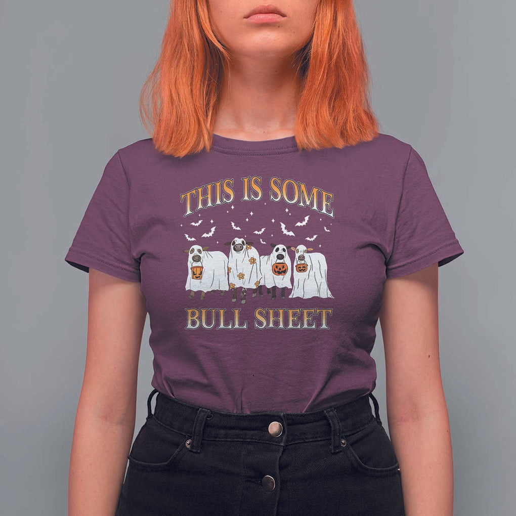 Funny Halloween T Shirt For Women This Is Some Bull Sheet Farm Cow Bat TS11 Maroon Print Your Wear