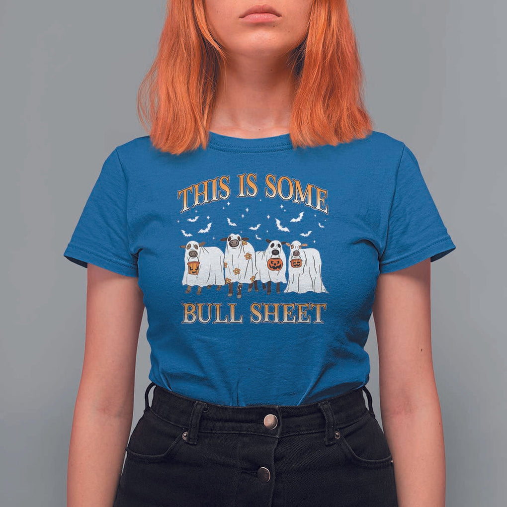 Funny Halloween T Shirt For Women This Is Some Bull Sheet Farm Cow Bat TS11 Royal Blue Print Your Wear