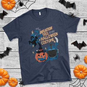 Funny Halloween T Shirt Due To Inflation This Is My Halloween Costume Pumpkin Ghost TS11 Navy Print Your Wear