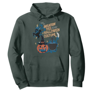 Funny Halloween Hoodie Due To Inflation This Is My Halloween Costume Pumpkin Ghost TS11 Dark Forest Green Print Your Wear