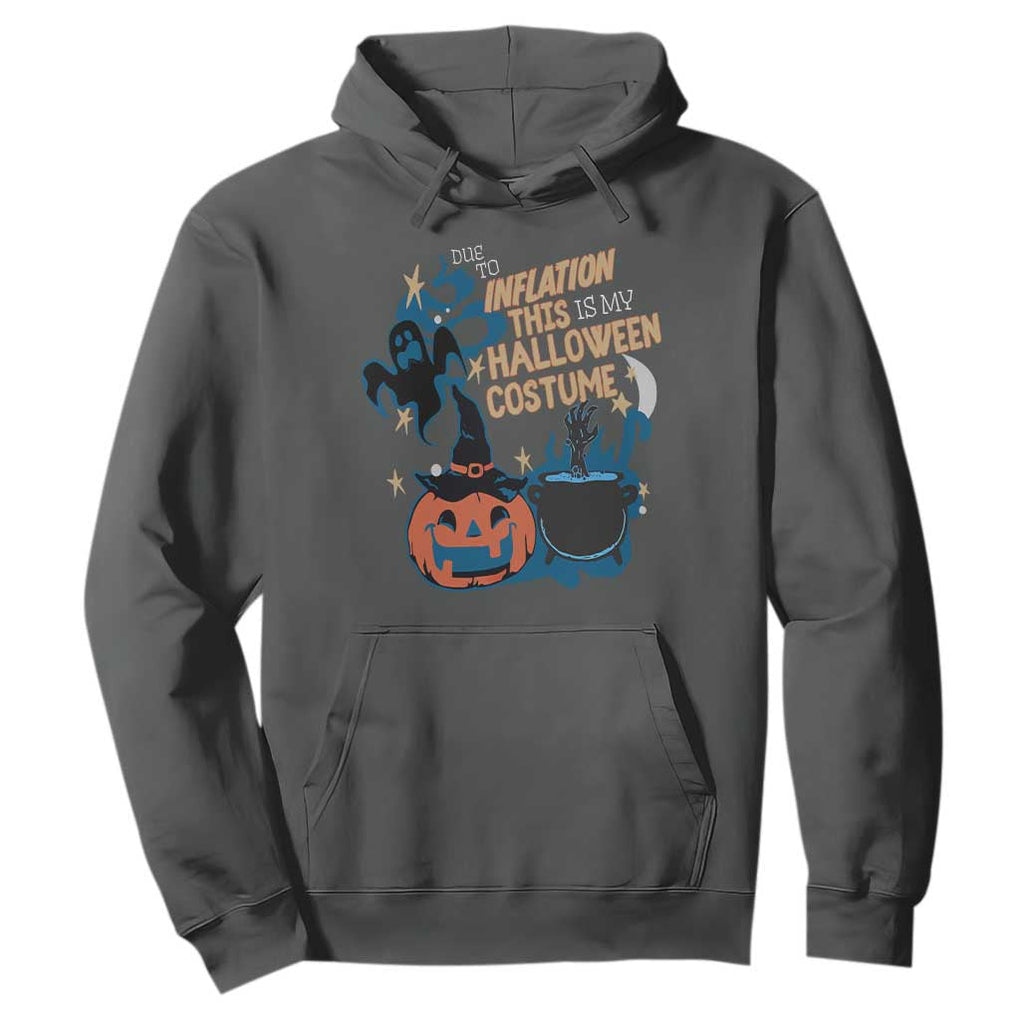 Funny Halloween Hoodie Due To Inflation This Is My Halloween Costume Pumpkin Ghost TS11 Dark Heather Print Your Wear