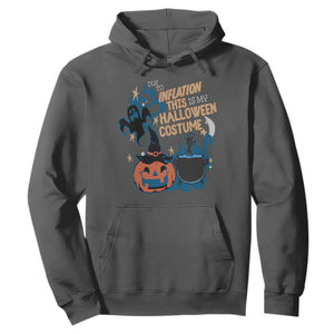 Funny Halloween Hoodie Due To Inflation This Is My Halloween Costume Pumpkin Ghost TS11 Dark Heather Print Your Wear