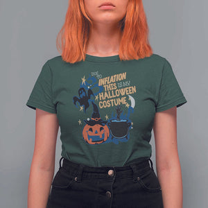 Funny Halloween T Shirt For Women Due To Inflation This Is My Halloween Costume Pumpkin Ghost TS11 Dark Forest Green Print Your Wear