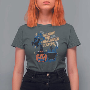 Funny Halloween T Shirt For Women Due To Inflation This Is My Halloween Costume Pumpkin Ghost TS11 Dark Heather Print Your Wear