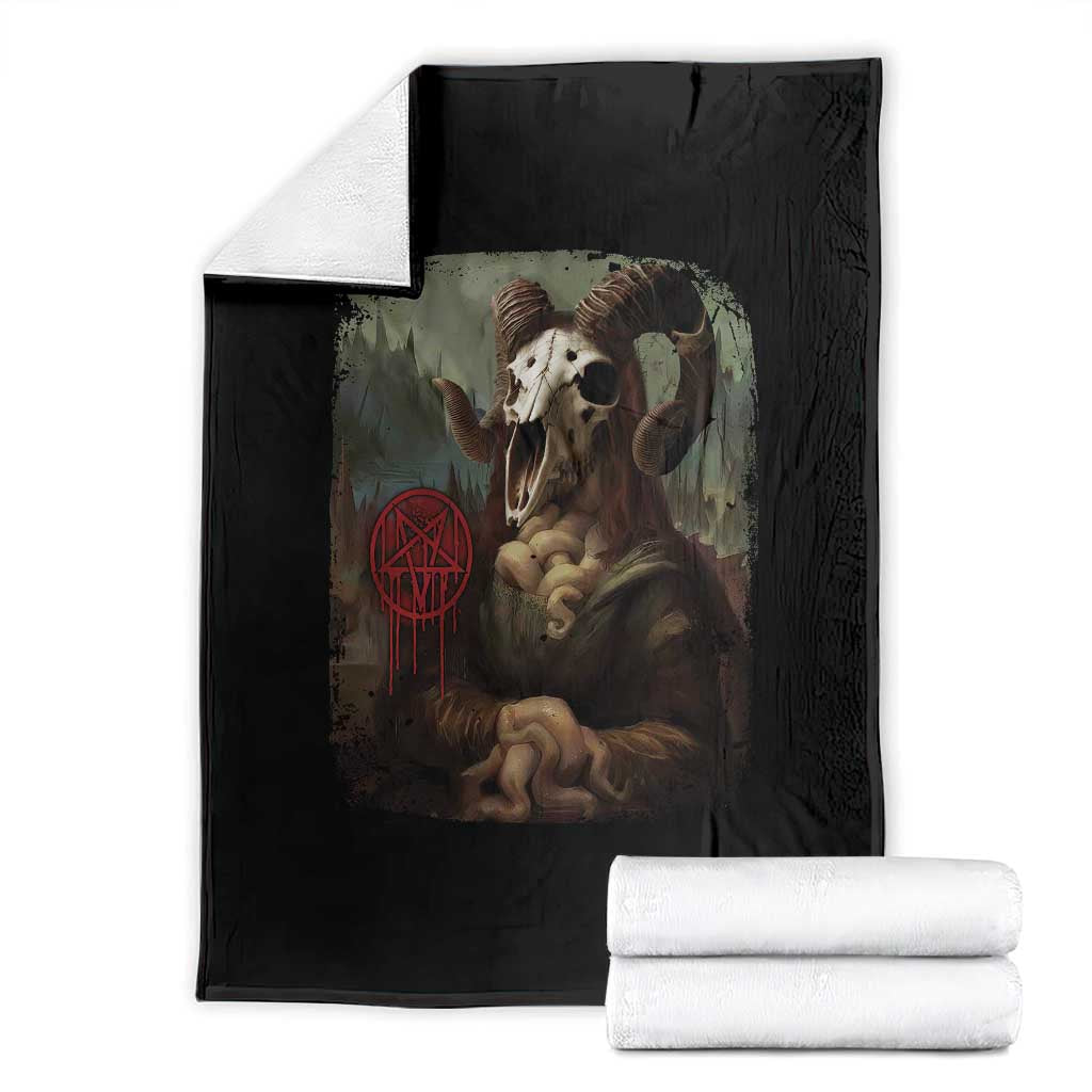 Halloween Throw Blanket Creepy Mona Lisa Satan Pentagram Leonardo da Vinci TS11 Black Print Your Wear
